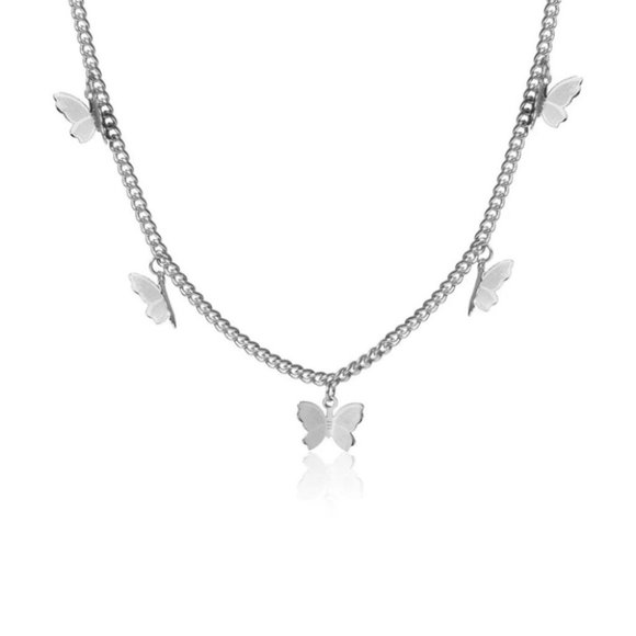 Metal alloy butterfly Pendant Silver Necklace - Picture 3 of 3